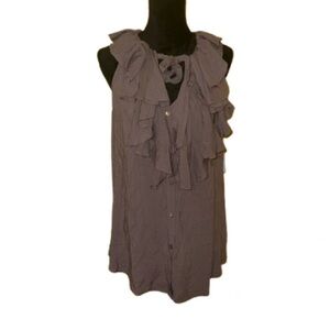 Karen Kane brown ruffle shirt, toe in the front size XL